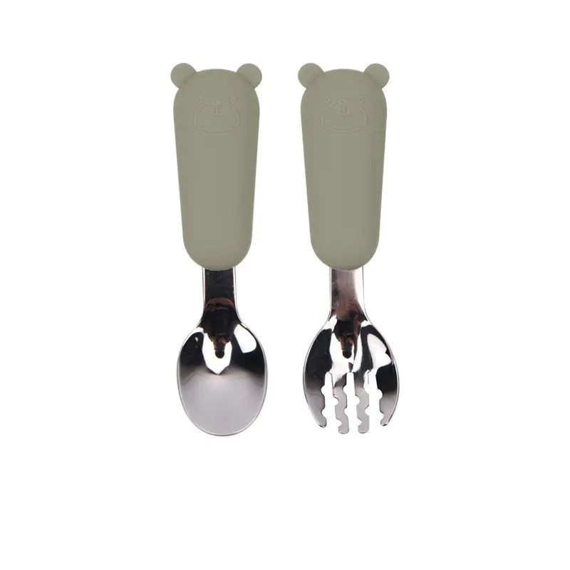 Cartoon Bear Silicone Spoon for Kids' Tableware